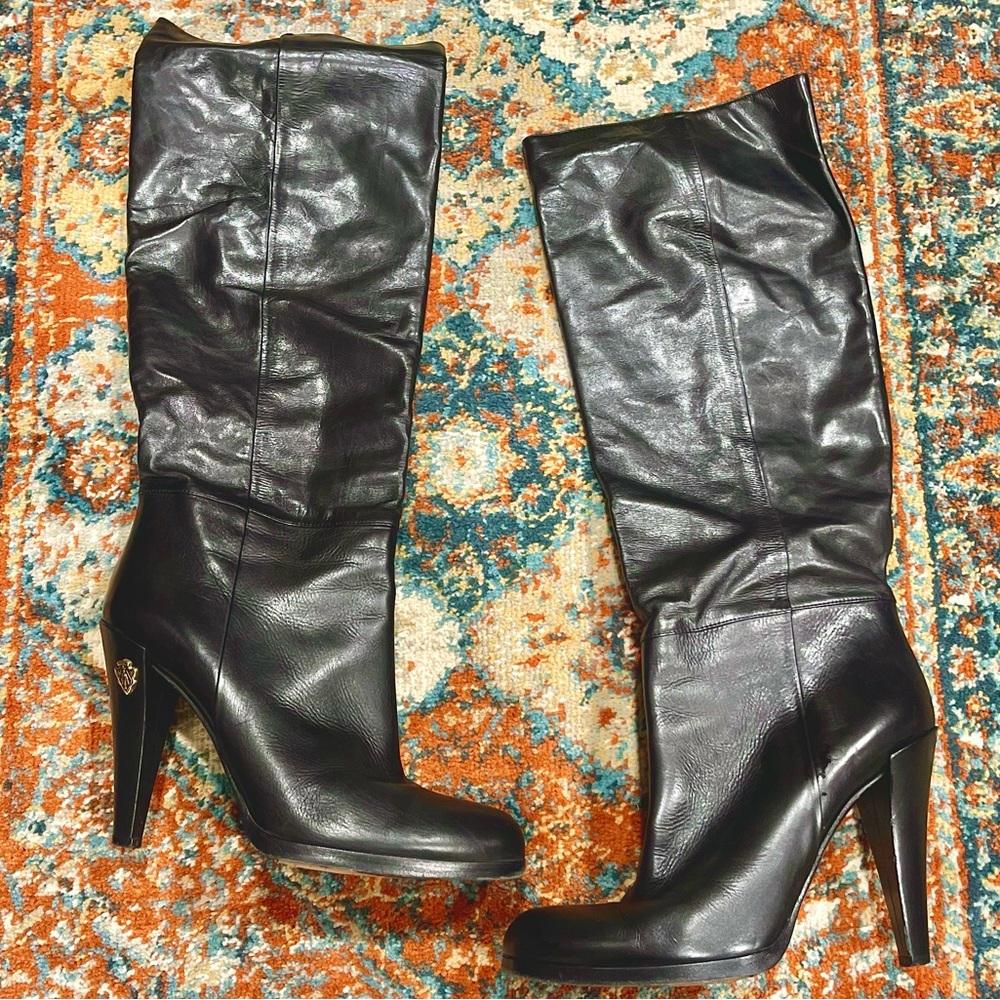 Gucci | Tall Black Leather Boots Size: 9.5